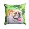 English Bulldog St Patrick's Decorative Throw Pillow 14x14 Indoor Outdoor Accent Cushion, Fabric Cover with Insert for Sofa, Bed, Porch & Living Room