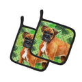 German Boxer St Patrick's Pot Holder Set of 2 Heat Resistant Quilted Hot Pads 7.5 x 7.5 Inch, Insulated Kitchen Trivets for Cooking & Baking