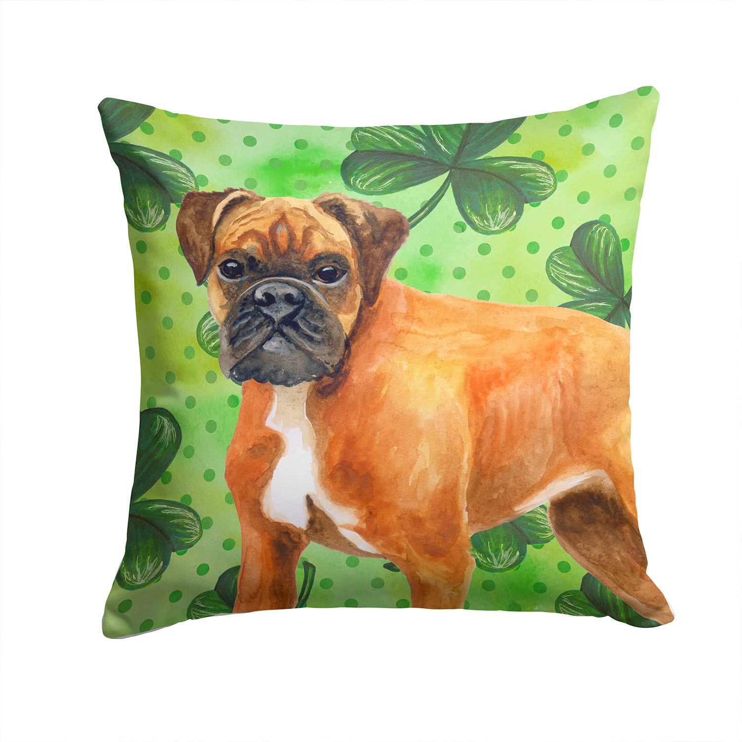 German Boxer St Patrick's Decorative Throw Pillow 14x14 Indoor Outdoor Accent Cushion, Fabric Cover with Insert for Sofa, Bed, Porch & Living Room