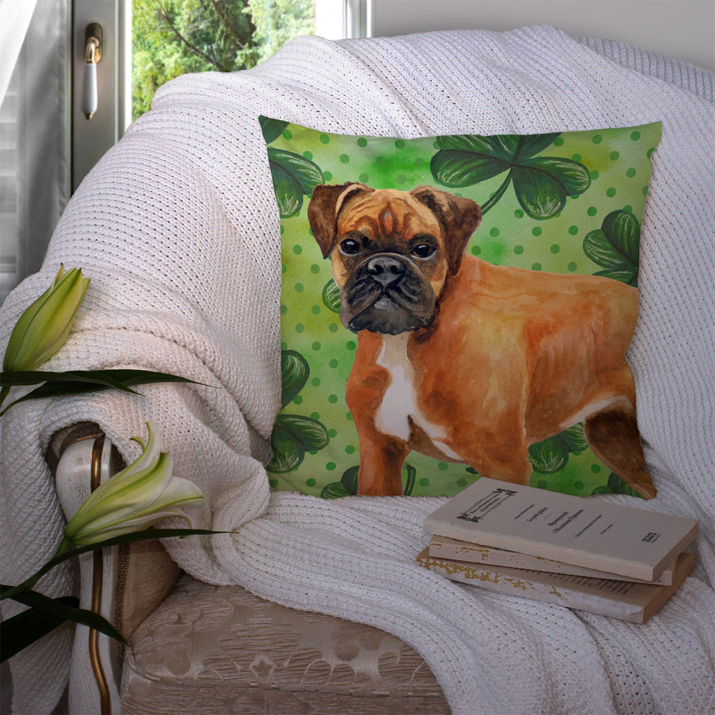 German Boxer St Patrick's Decorative Throw Pillow 14x14 Indoor Outdoor Accent Cushion, Fabric Cover with Insert for Sofa, Bed, Porch & Living Room