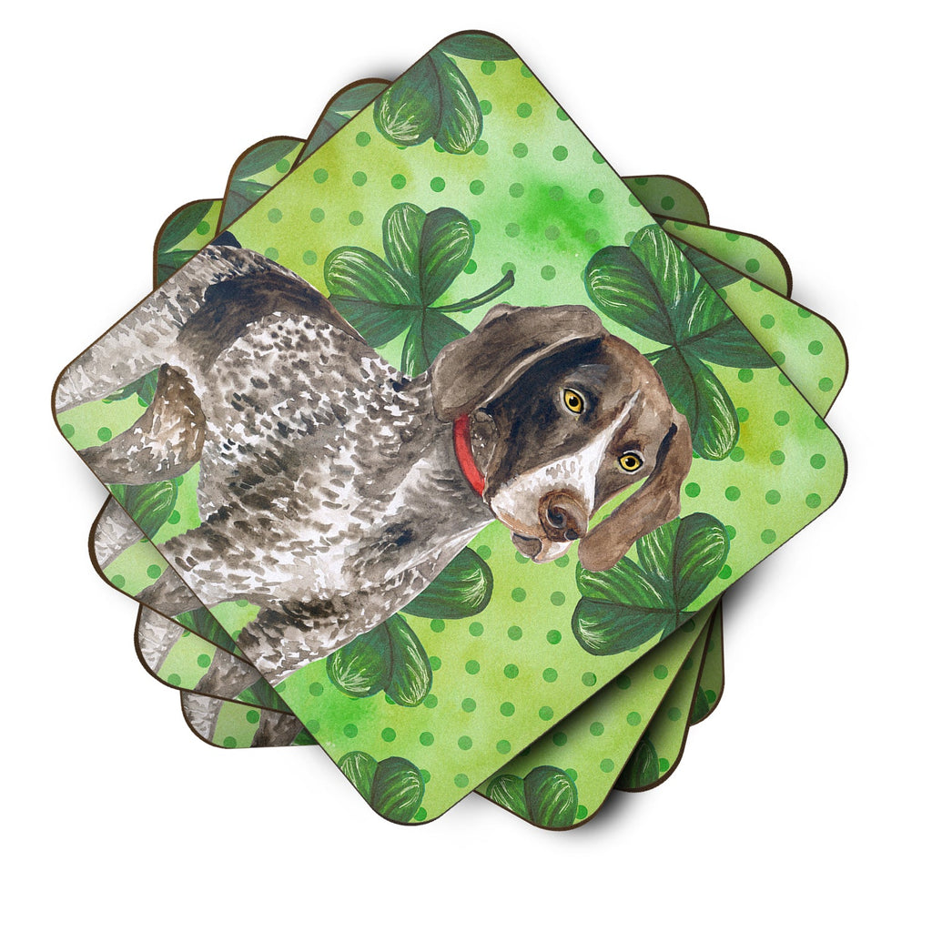 German Shorthaired Pointer St Patrick's Foam Coasters Set of 4 Cup Coasters for Indoor Outdoor, Tabletop Protection, Anti Slip, Mouse pad Material