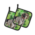 German Shorthaired Pointer St Patrick's Pot Holder Set of 2 Heat Resistant Quilted Hot Pads 7.5 x 7.5 Inch, Insulated Kitchen Trivets for Cooking & Baking
