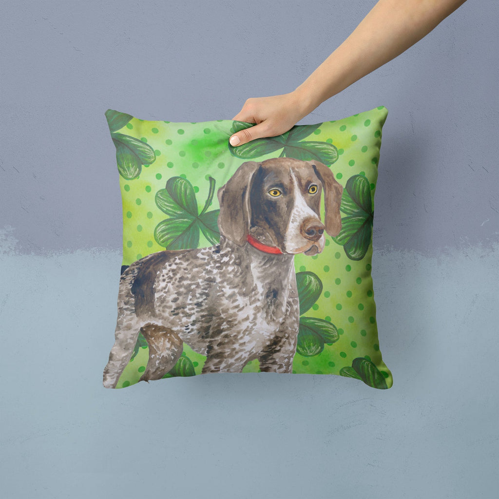 German Shorthaired Pointer St Patrick's Decorative Throw Pillow 14x14 Indoor Outdoor Accent Cushion, Fabric Cover with Insert for Sofa, Bed, Porch & Living Room