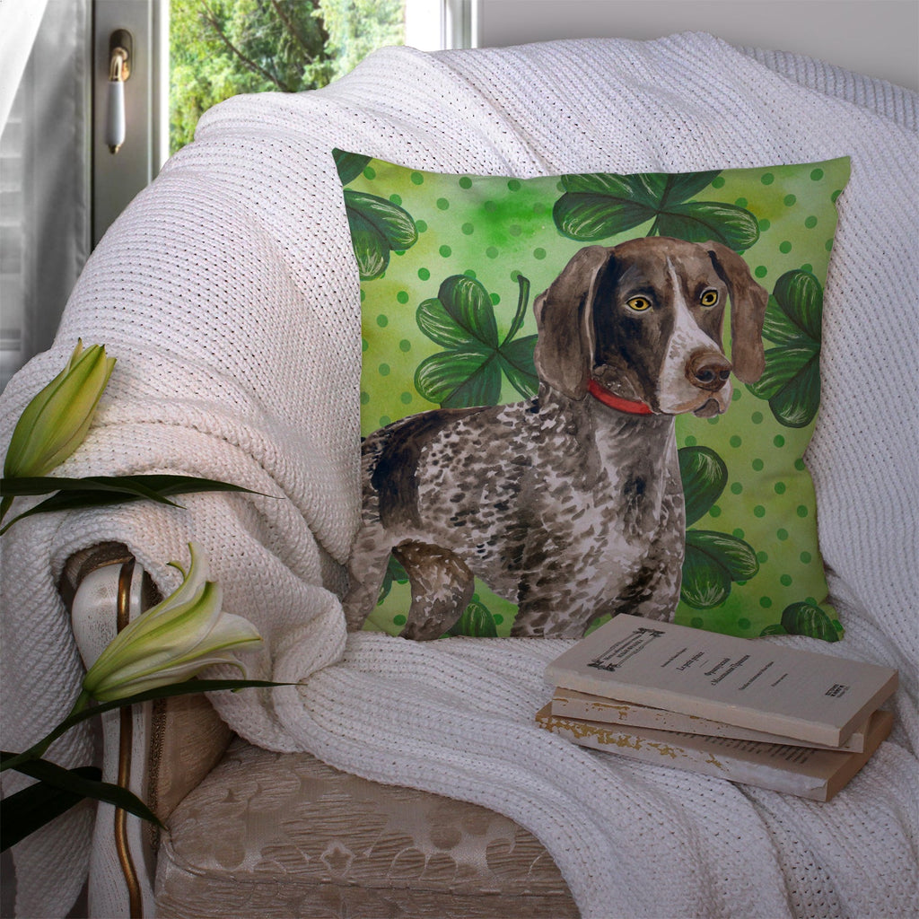 German Shorthaired Pointer St Patrick's Decorative Throw Pillow 14x14 Indoor Outdoor Accent Cushion, Fabric Cover with Insert for Sofa, Bed, Porch & Living Room