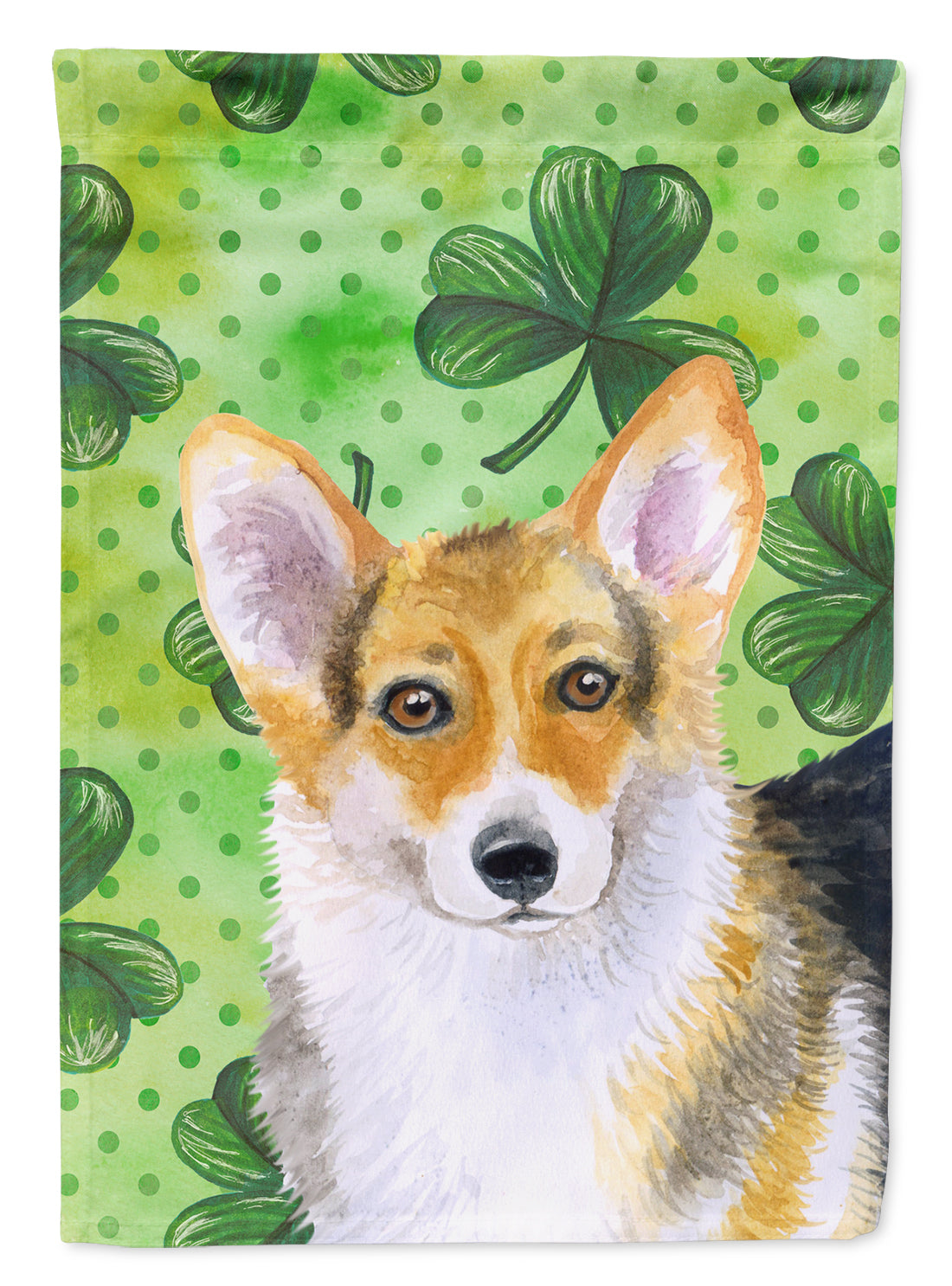 Pembroke Corgi St Patrick's House Flag 28x40 Porch Sleeve Pole Decorative Outside Yard Banner Artwork Wall Hanging, Polyester