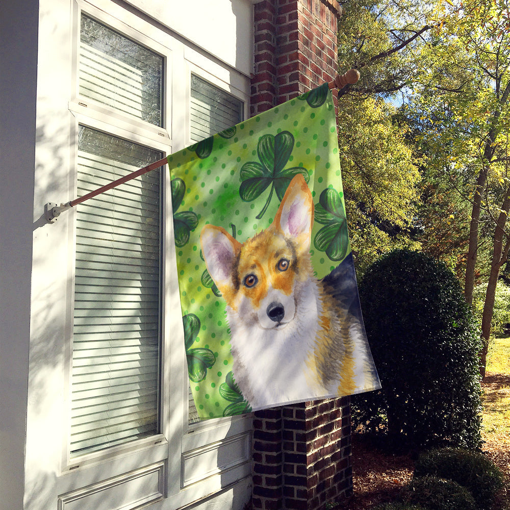 Pembroke Corgi St Patrick's House Flag 28x40 Porch Sleeve Pole Decorative Outside Yard Banner Artwork Wall Hanging, Polyester