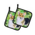 Pembroke Corgi St Patrick's Pot Holder Set of 2 Heat Resistant Quilted Hot Pads 7.5 x 7.5 Inch, Insulated Kitchen Trivets for Cooking & Baking