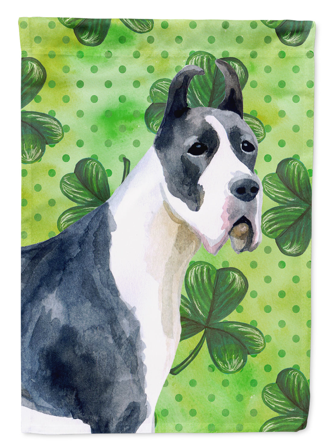 Harlequin Great Dane St Patrick's House Flag 28x40 Porch Sleeve Pole Decorative Outside Yard Banner Artwork Wall Hanging, Polyester