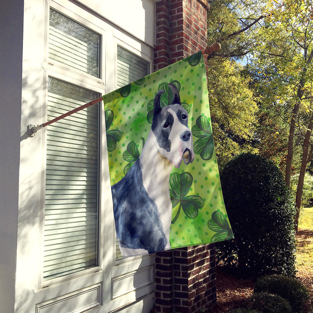Harlequin Great Dane St Patrick's House Flag 28x40 Porch Sleeve Pole Decorative Outside Yard Banner Artwork Wall Hanging, Polyester