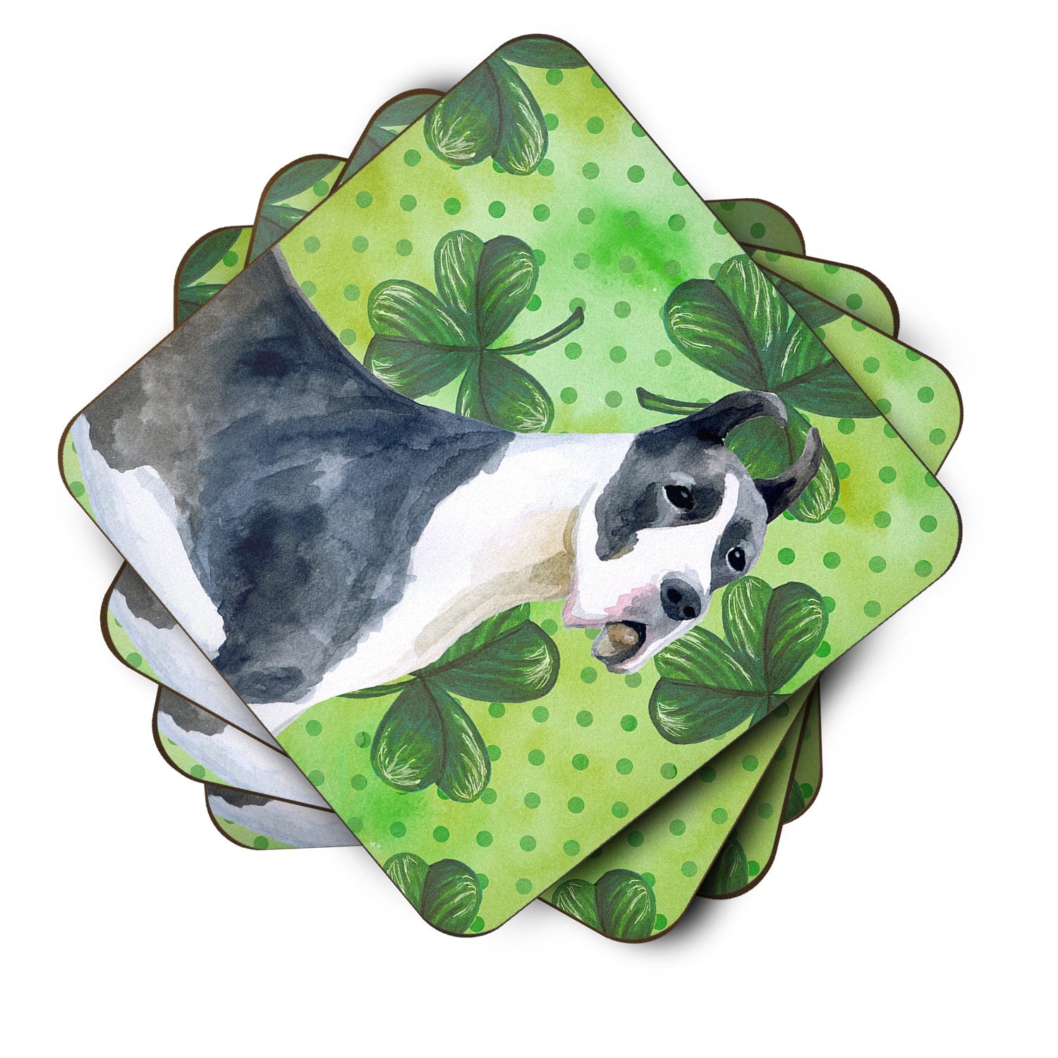 Harlequin Great Dane St Patrick's Foam Coasters Set of 4 Cup Coasters for Indoor Outdoor, Tabletop Protection, Anti Slip, Mouse pad Material
