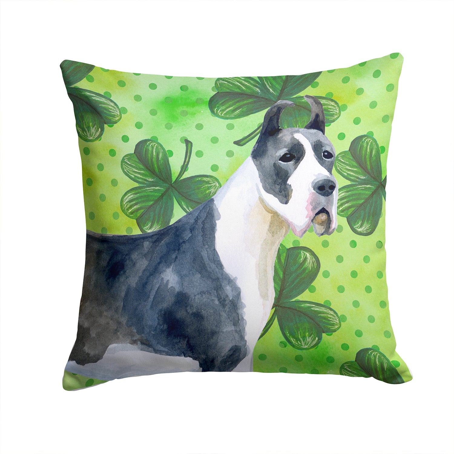 Harlequin Great Dane St Patrick's Decorative Throw Pillow 14x14 Indoor Outdoor Accent Cushion, Fabric Cover with Insert for Sofa, Bed, Porch & Living Room