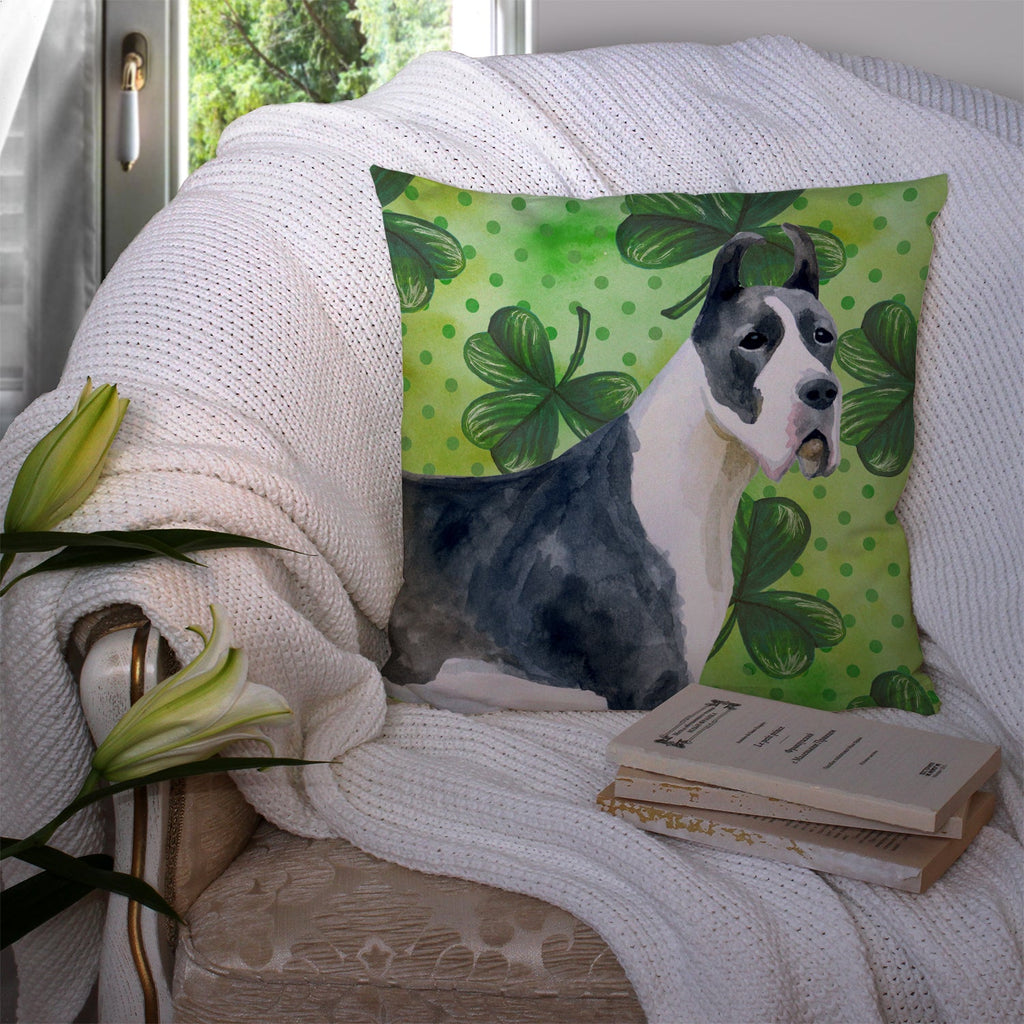 Harlequin Great Dane St Patrick's Decorative Throw Pillow 14x14 Indoor Outdoor Accent Cushion, Fabric Cover with Insert for Sofa, Bed, Porch & Living Room
