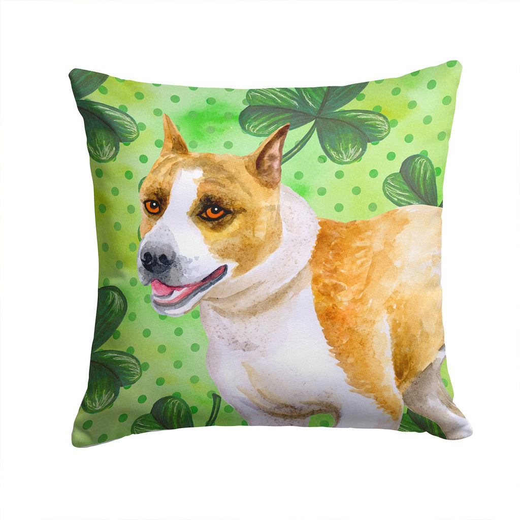 American Staffordshire St Patrick's Decorative Throw Pillow 14x14 Indoor Outdoor Accent Cushion, Fabric Cover with Insert for Sofa, Bed, Porch & Living Room