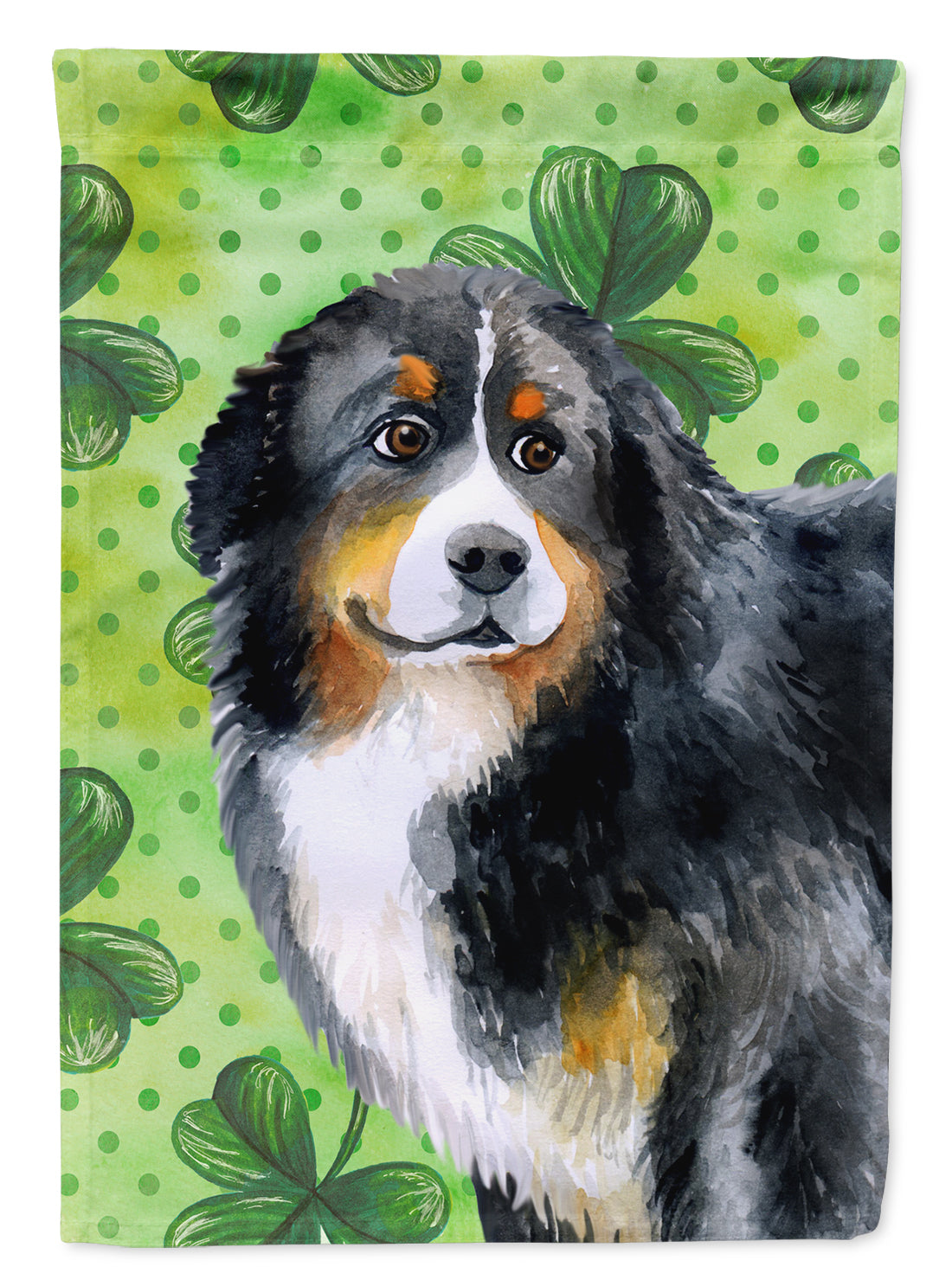 Bernese Mountain Dog St Patrick's House Flag 28x40 Porch Sleeve Pole Decorative Outside Yard Banner Artwork Wall Hanging, Polyester