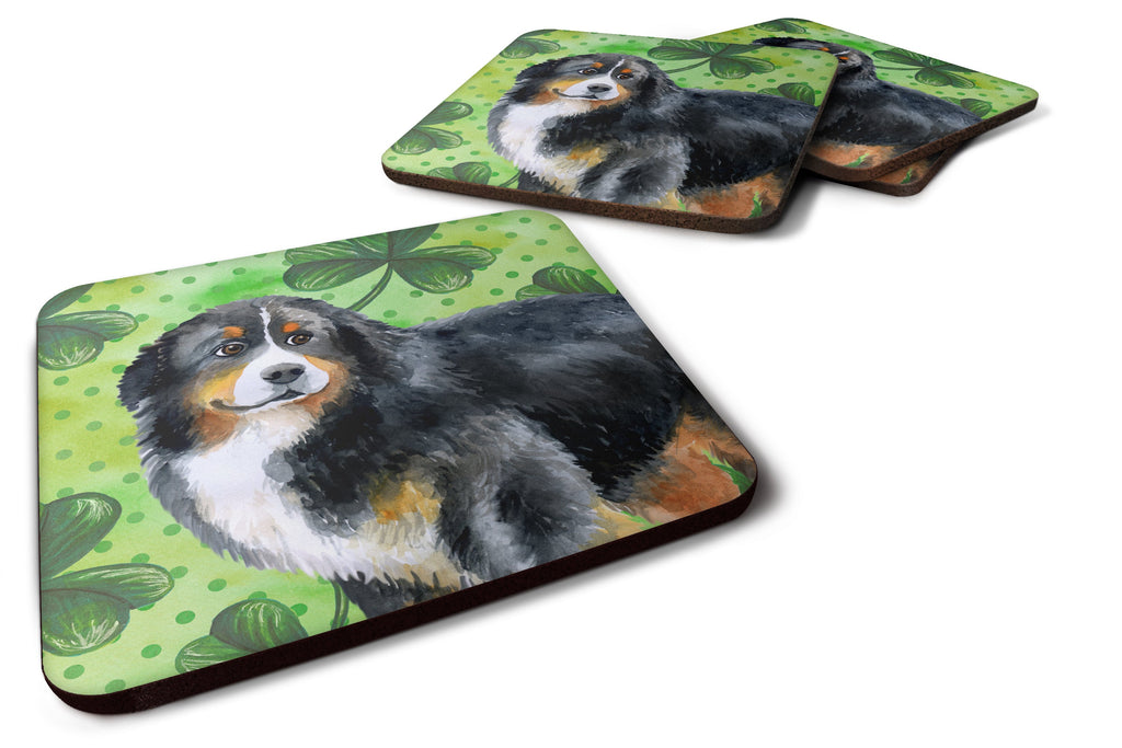 Bernese Mountain Dog St Patrick's Foam Coasters Set of 4 Cup Coasters for Indoor Outdoor, Tabletop Protection, Anti Slip, Mouse pad Material