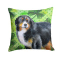 Bernese Mountain Dog St Patrick's Decorative Throw Pillow 14x14 Indoor Outdoor Accent Cushion, Fabric Cover with Insert for Sofa, Bed, Porch & Living Room