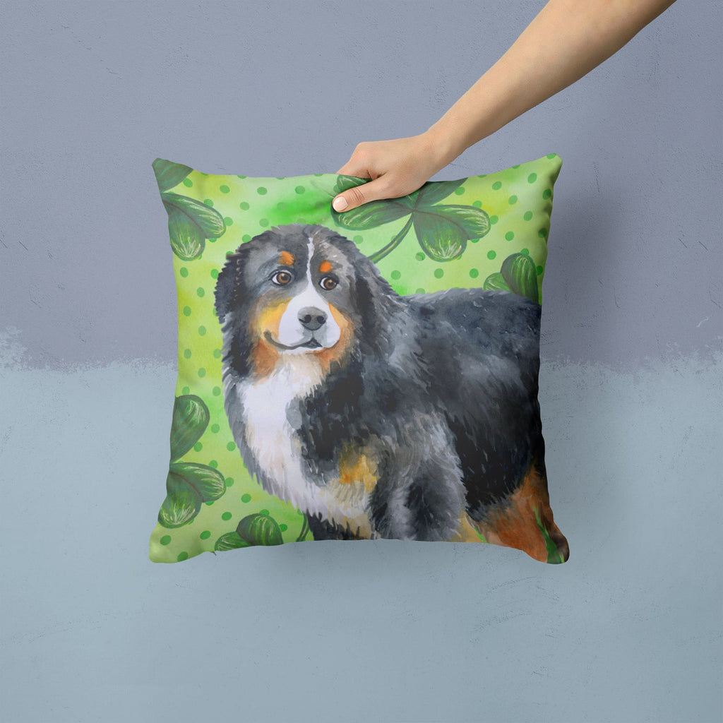 Bernese Mountain Dog St Patrick's Decorative Throw Pillow 14x14 Indoor Outdoor Accent Cushion, Fabric Cover with Insert for Sofa, Bed, Porch & Living Room