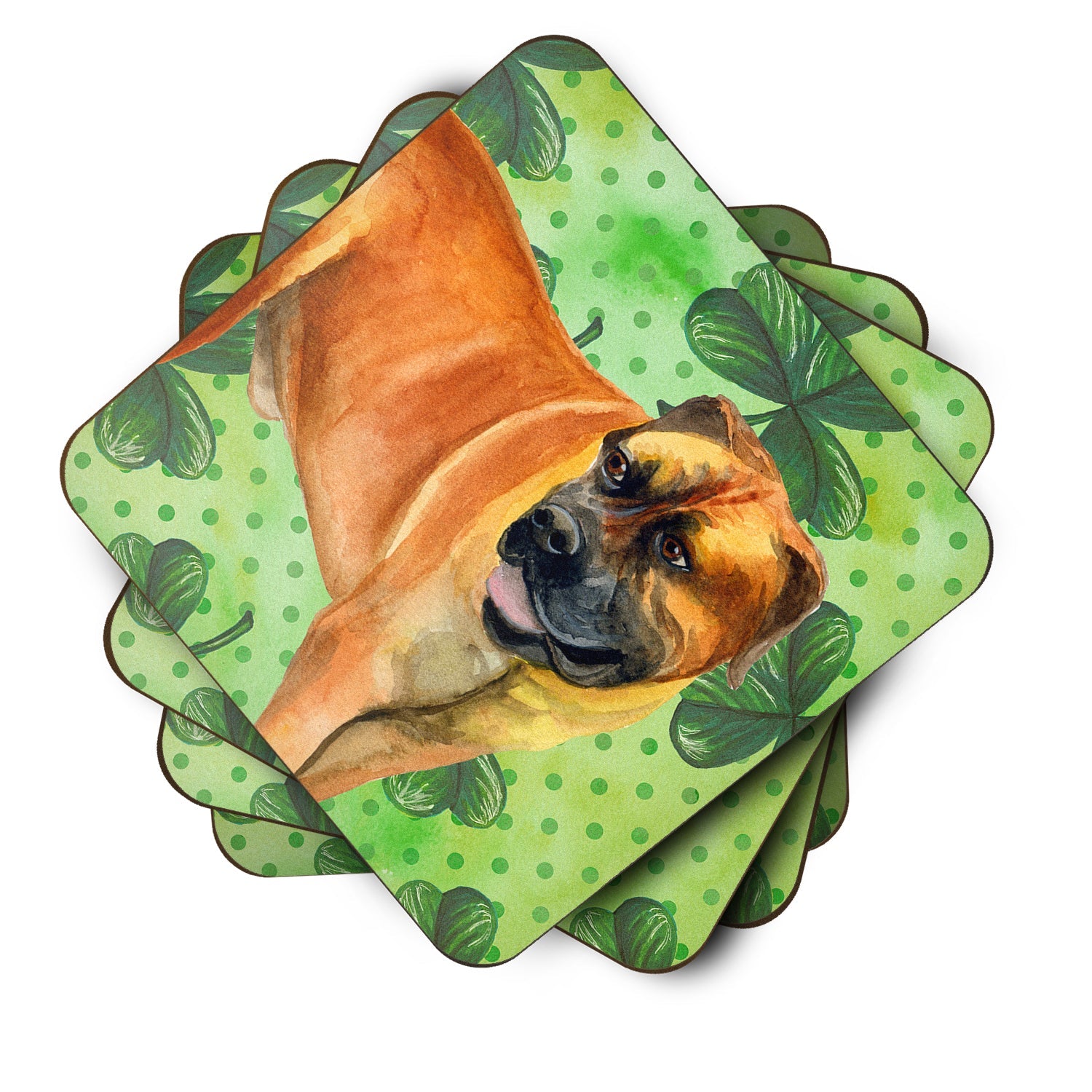 Boerboel Mastiff St Patrick's Foam Coasters Set of 4 Cup Coasters for Indoor Outdoor, Tabletop Protection, Anti Slip, Mouse pad Material