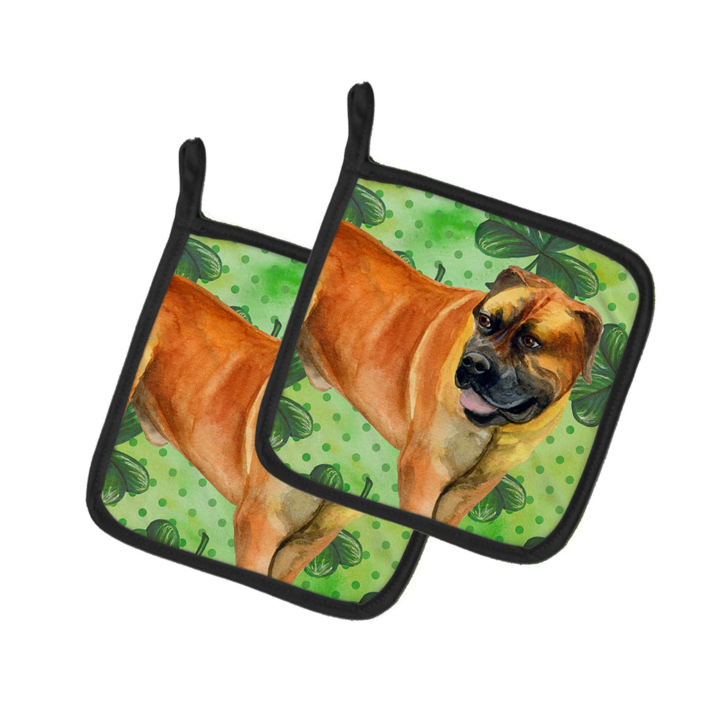 Boerboel Mastiff St Patrick's Pot Holder Set of 2 Heat Resistant Quilted Hot Pads 7.5 x 7.5 Inch, Insulated Kitchen Trivets for Cooking & Baking