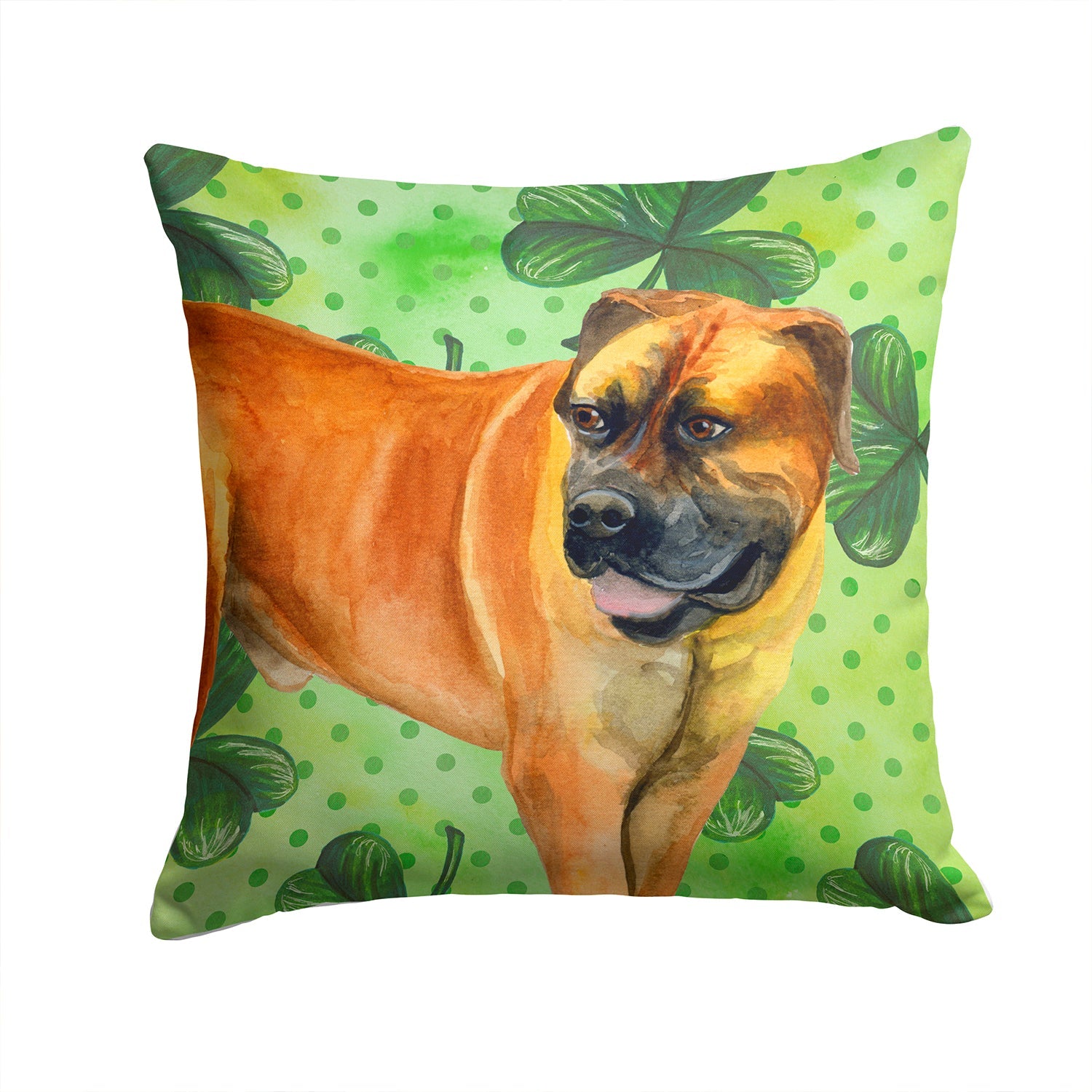 Boerboel Mastiff St Patrick's Decorative Throw Pillow 14x14 Indoor Outdoor Accent Cushion, Fabric Cover with Insert for Sofa, Bed, Porch & Living Room