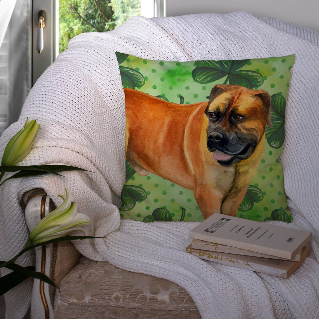 Boerboel Mastiff St Patrick's Decorative Throw Pillow 14x14 Indoor Outdoor Accent Cushion, Fabric Cover with Insert for Sofa, Bed, Porch & Living Room
