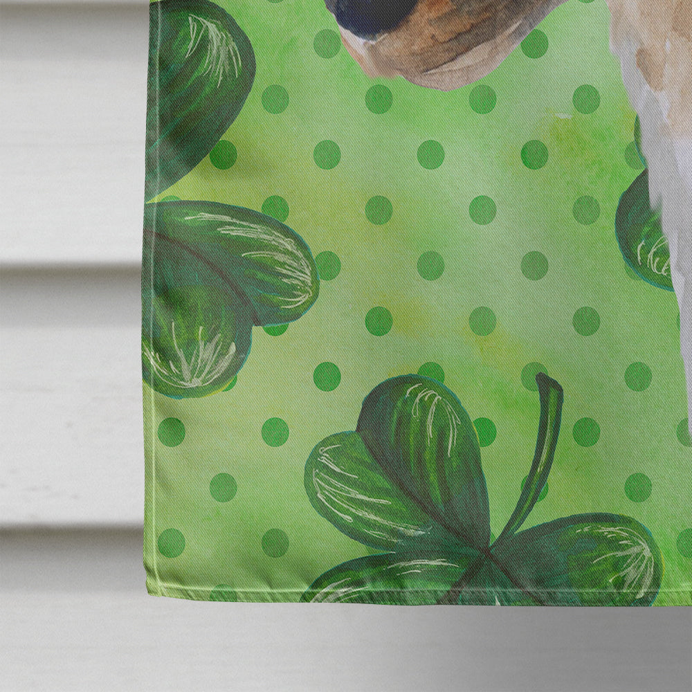 Smooth Fox Terrier St Patrick's House Flag 28x40 Porch Sleeve Pole Decorative Outside Yard Banner Artwork Wall Hanging, Polyester