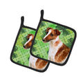 Smooth Fox Terrier St Patrick's Pot Holder Set of 2 Heat Resistant Quilted Hot Pads 7.5 x 7.5 Inch, Insulated Kitchen Trivets for Cooking & Baking