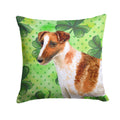 Smooth Fox Terrier St Patrick's Decorative Throw Pillow 14x14 Indoor Outdoor Accent Cushion, Fabric Cover with Insert for Sofa, Bed, Porch & Living Room