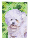 Bichon Frise St Patrick's House Flag 28x40 Porch Sleeve Pole Decorative Outside Yard Banner Artwork Wall Hanging, Polyester