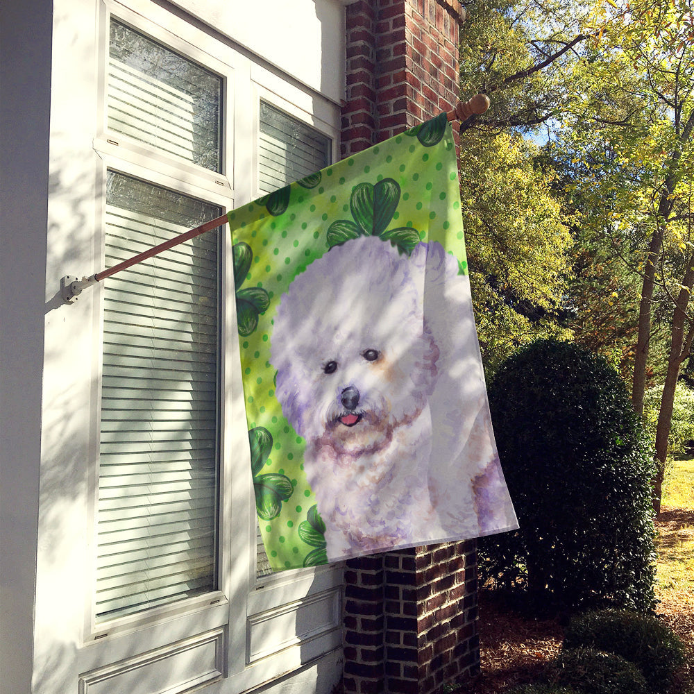 Bichon Frise St Patrick's House Flag 28x40 Porch Sleeve Pole Decorative Outside Yard Banner Artwork Wall Hanging, Polyester