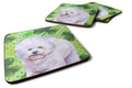 Bichon Frise St Patrick's Foam Coasters Set of 4 Cup Coasters for Indoor Outdoor, Tabletop Protection, Anti Slip, Mouse pad Material