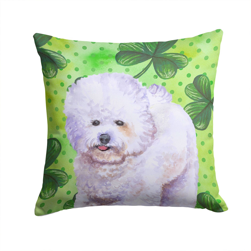Bichon Frise St Patrick's Decorative Throw Pillow 14x14 Indoor Outdoor Accent Cushion, Fabric Cover with Insert for Sofa, Bed, Porch & Living Room
