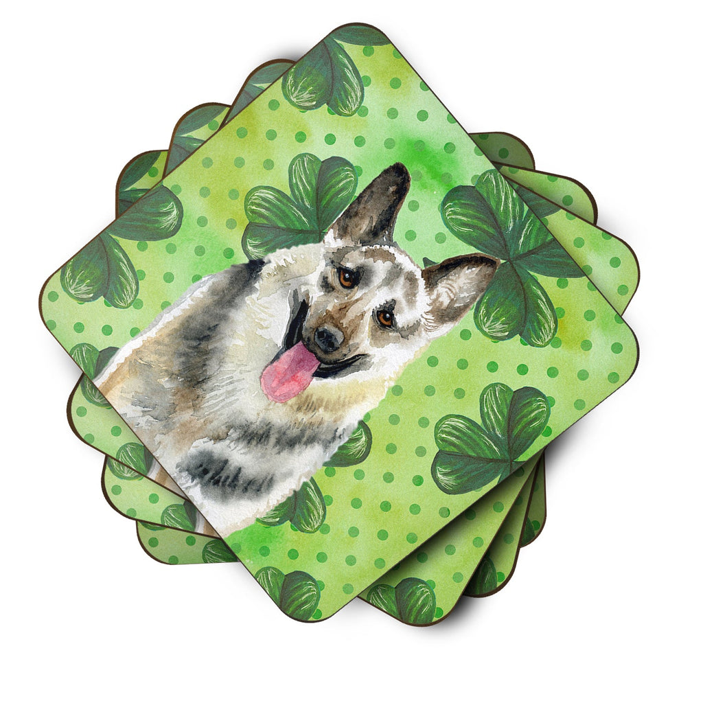 East-European Shepherd St Patrick's Foam Coasters Set of 4 Cup Coasters for Indoor Outdoor, Tabletop Protection, Anti Slip, Mouse pad Material