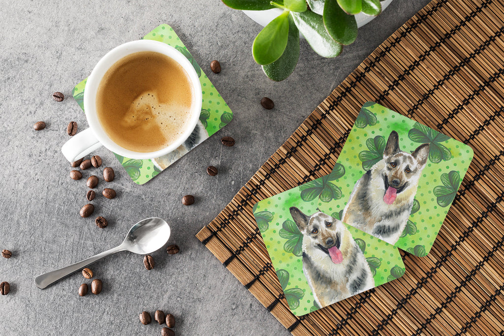 East-European Shepherd St Patrick's Foam Coasters Set of 4 Cup Coasters for Indoor Outdoor, Tabletop Protection, Anti Slip, Mouse pad Material