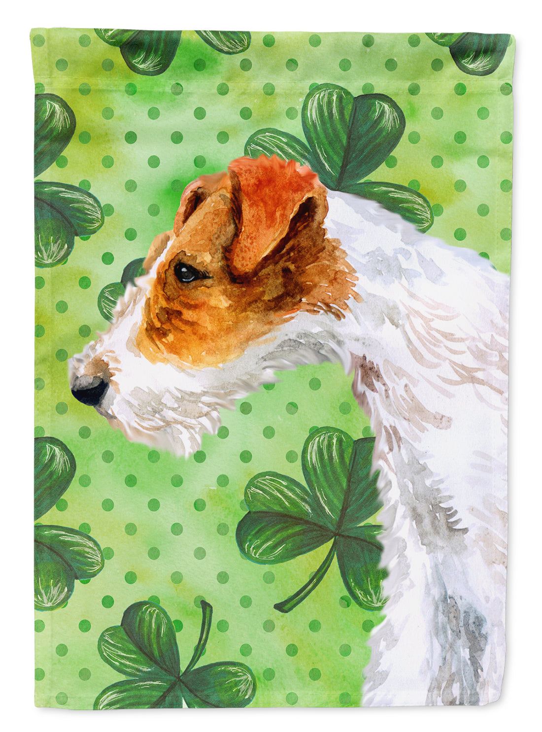 Fox Terrier St Patrick's House Flag 28x40 Porch Sleeve Pole Decorative Outside Yard Banner Artwork Wall Hanging, Polyester