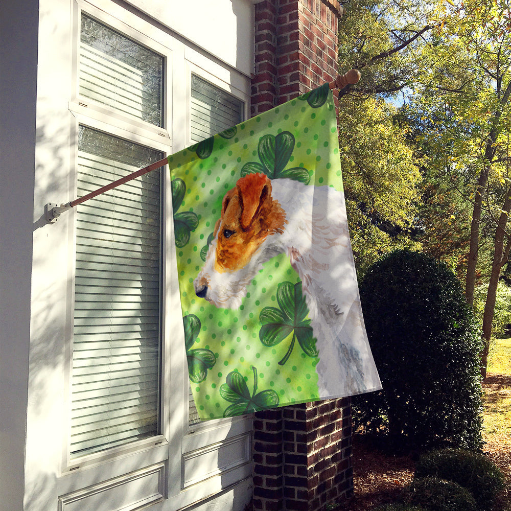 Fox Terrier St Patrick's House Flag 28x40 Porch Sleeve Pole Decorative Outside Yard Banner Artwork Wall Hanging, Polyester