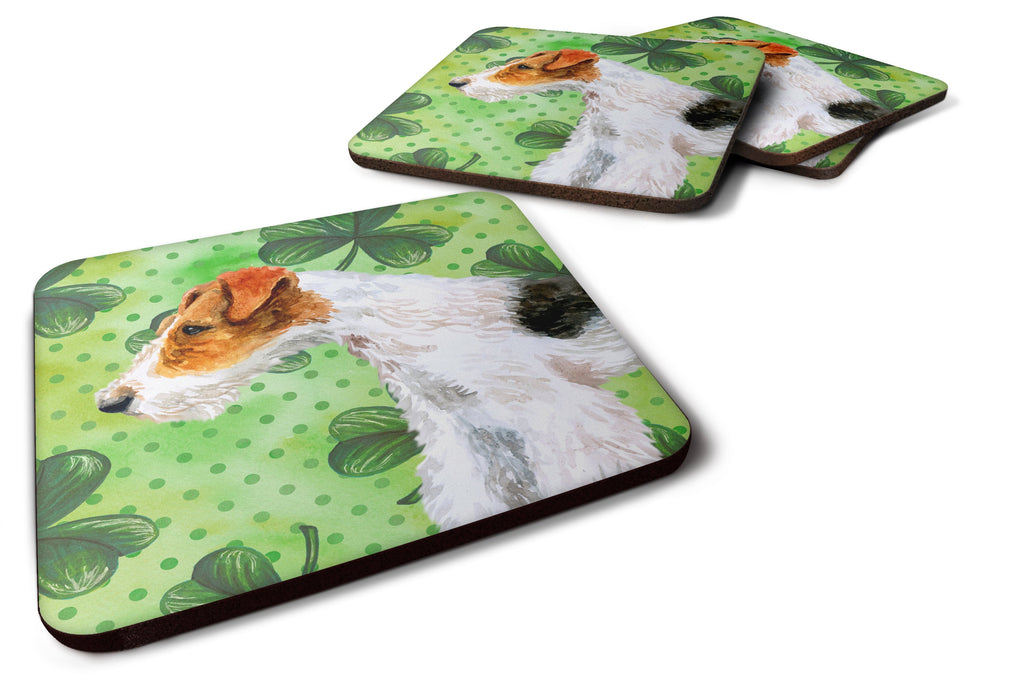 Fox Terrier St Patrick's Foam Coasters Set of 4 Cup Coasters for Indoor Outdoor, Tabletop Protection, Anti Slip, Mouse pad Material