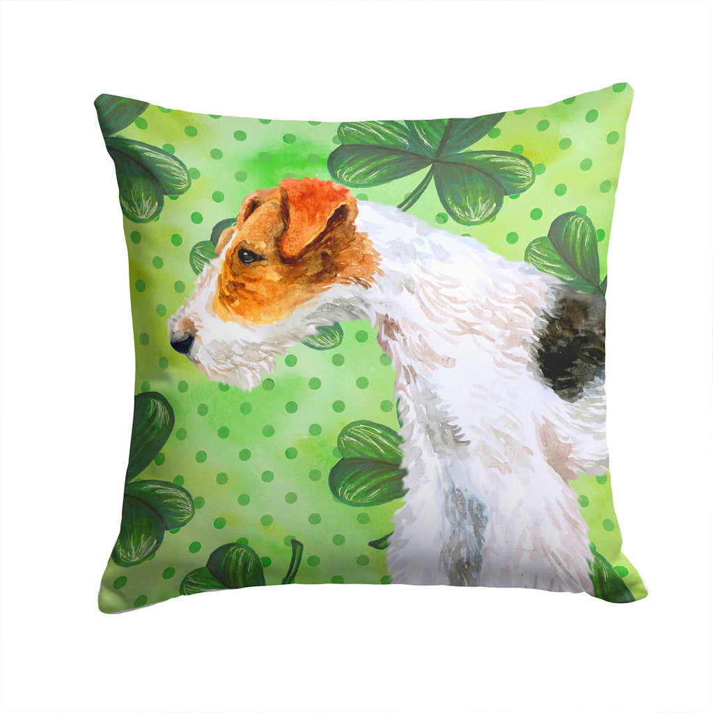 Fox Terrier St Patrick's Decorative Throw Pillow 14x14 Indoor Outdoor Accent Cushion, Fabric Cover with Insert for Sofa, Bed, Porch & Living Room