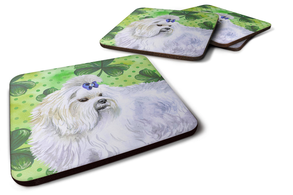 Maltese St Patrick's Foam Coasters Set of 4 Cup Coasters for Indoor Outdoor, Tabletop Protection, Anti Slip, Mouse pad Material