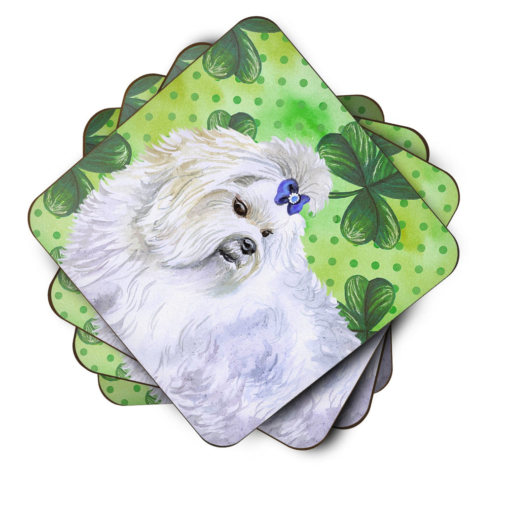 Maltese St Patrick's Foam Coasters Set of 4 Cup Coasters for Indoor Outdoor, Tabletop Protection, Anti Slip, Mouse pad Material