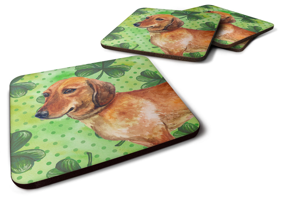 Dachshund St Patrick's Foam Coasters Set of 4 Cup Coasters for Indoor Outdoor, Tabletop Protection, Anti Slip, Mouse pad Material