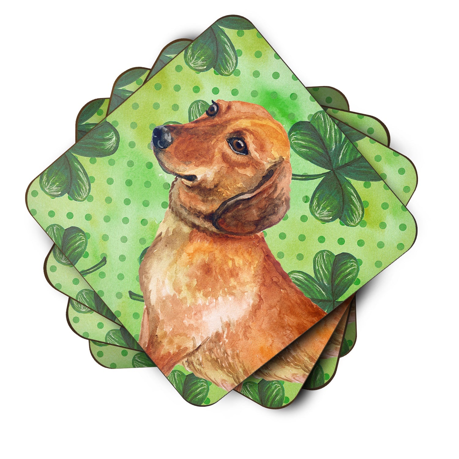 Dachshund St Patrick's Foam Coasters Set of 4 Cup Coasters for Indoor Outdoor, Tabletop Protection, Anti Slip, Mouse pad Material