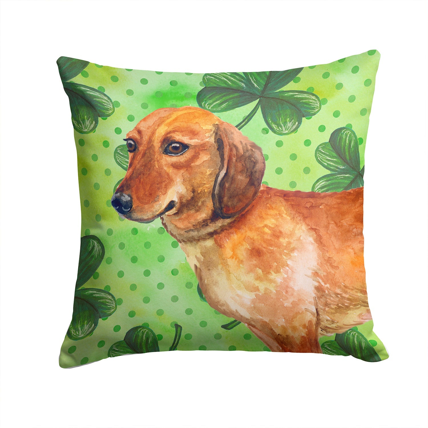 Dachshund St Patrick's Decorative Throw Pillow 14x14 Indoor Outdoor Accent Cushion, Fabric Cover with Insert for Sofa, Bed, Porch & Living Room