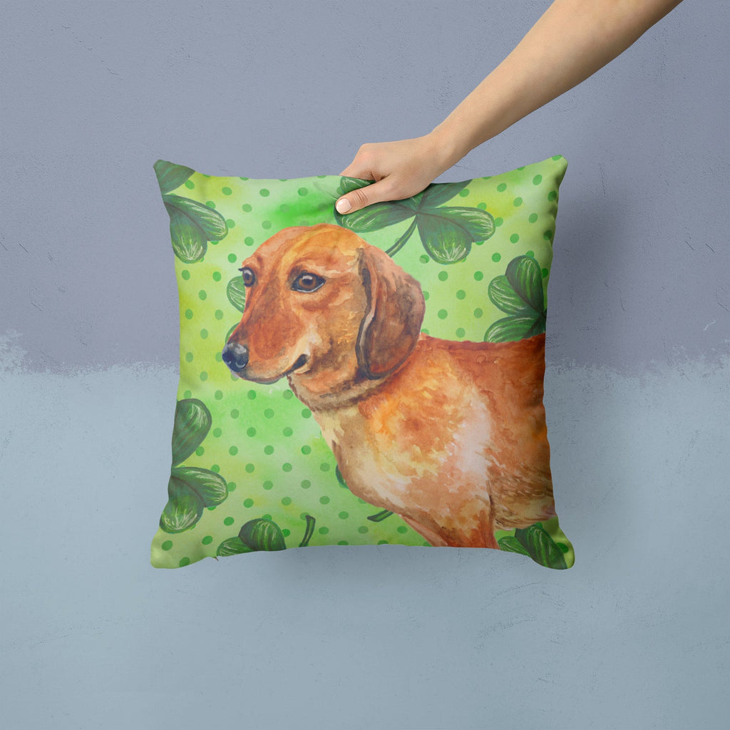 Dachshund St Patrick's Decorative Throw Pillow 14x14 Indoor Outdoor Accent Cushion, Fabric Cover with Insert for Sofa, Bed, Porch & Living Room