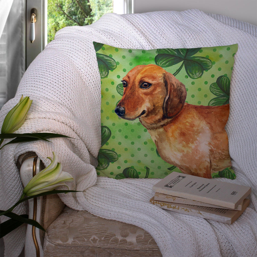 Dachshund St Patrick's Decorative Throw Pillow 14x14 Indoor Outdoor Accent Cushion, Fabric Cover with Insert for Sofa, Bed, Porch & Living Room