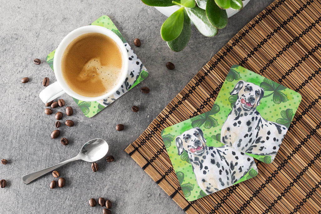 Dalmatian St Patrick's Foam Coasters Set of 4 Cup Coasters for Indoor Outdoor, Tabletop Protection, Anti Slip, Mouse pad Material