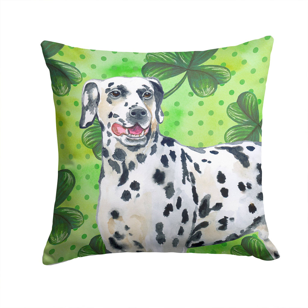 Dalmatian St Patrick's Decorative Throw Pillow 14x14 Indoor Outdoor Accent Cushion, Fabric Cover with Insert for Sofa, Bed, Porch & Living Room
