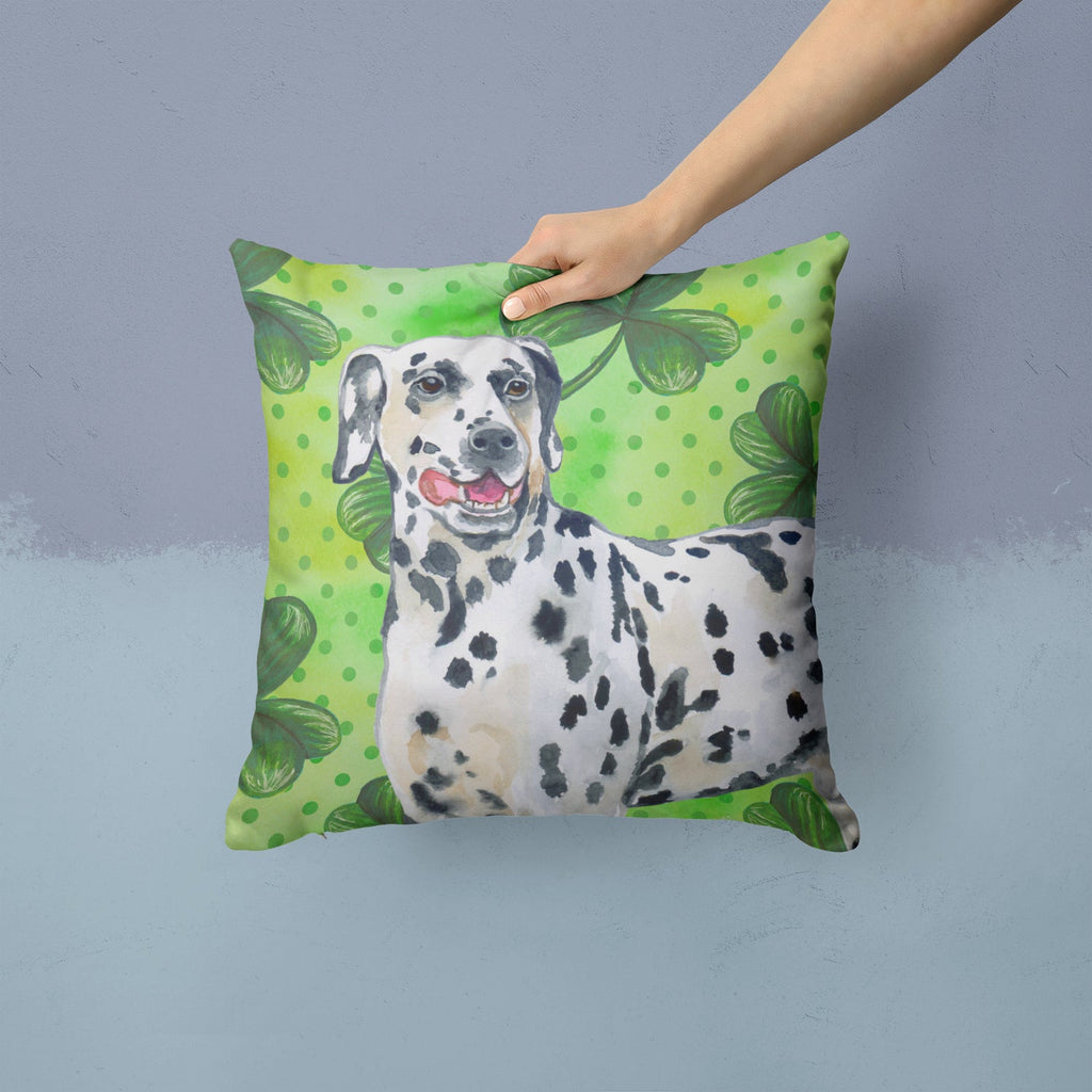 Dalmatian St Patrick's Decorative Throw Pillow 14x14 Indoor Outdoor Accent Cushion, Fabric Cover with Insert for Sofa, Bed, Porch & Living Room