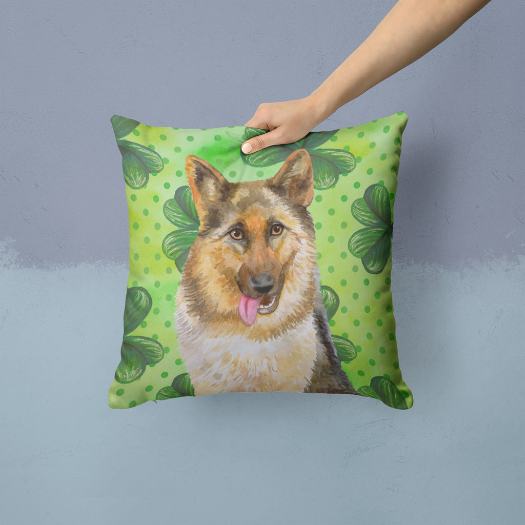 German Shepherd St Patrick's Decorative Throw Pillow 14x14 Indoor Outdoor Accent Cushion, Fabric Cover with Insert for Sofa, Bed, Porch & Living Room