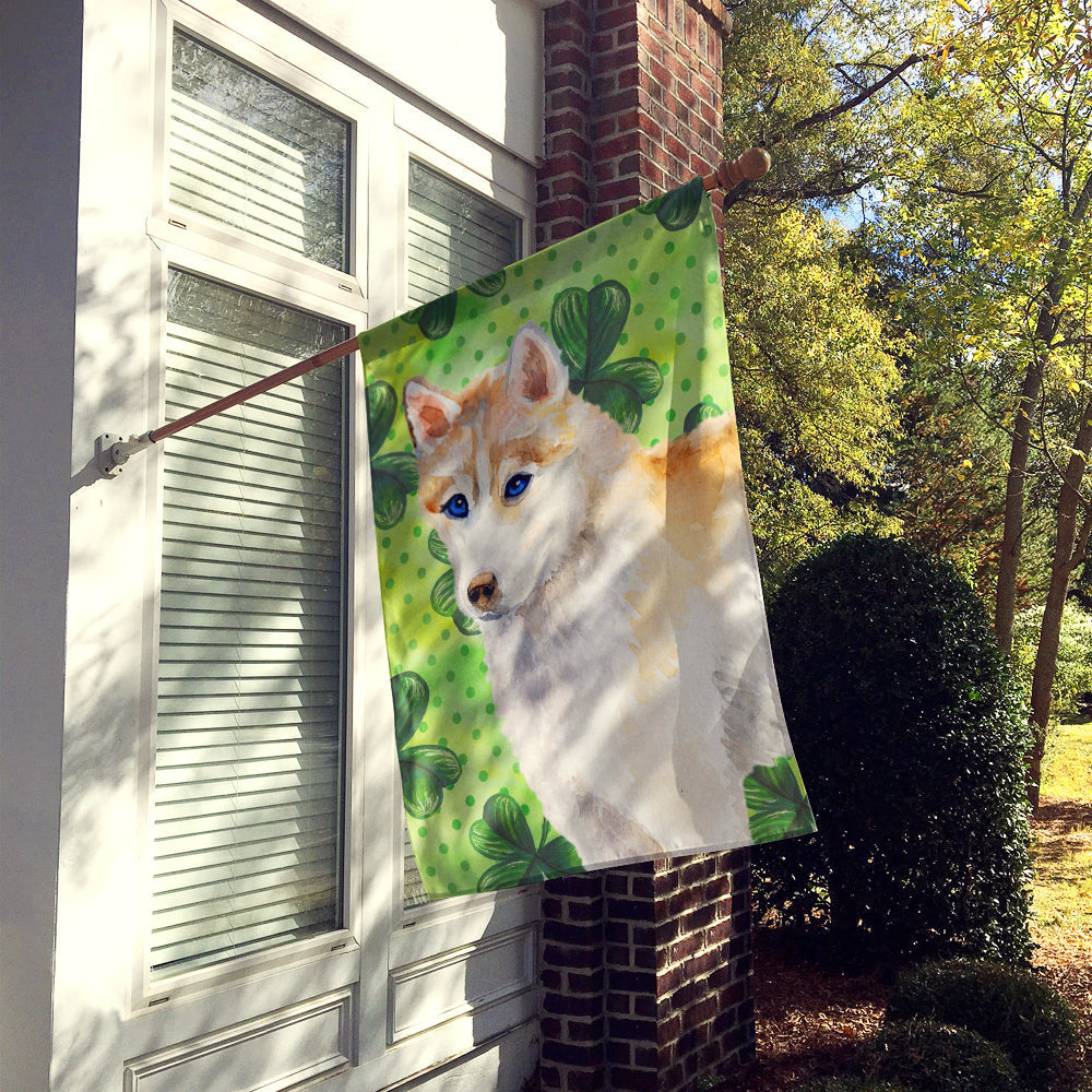 Siberian Husky St Patrick's House Flag 28x40 Porch Sleeve Pole Decorative Outside Yard Banner Artwork Wall Hanging, Polyester